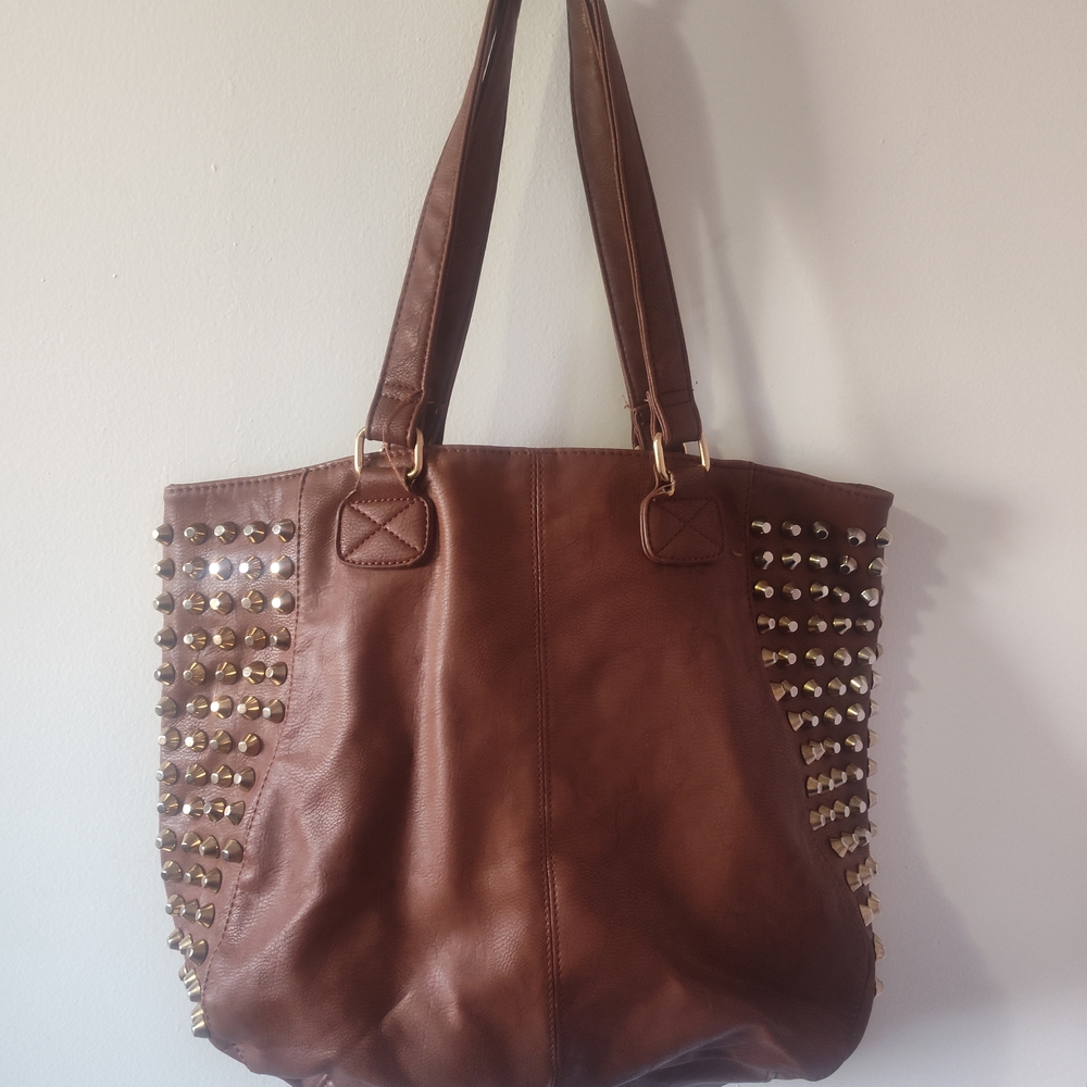 Rue21 Brown Tote with Gold Studs